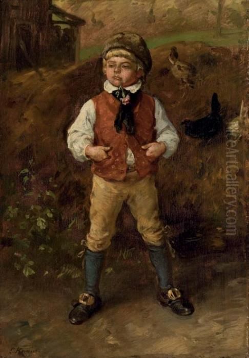 Portrait D'un Jeune Paysan Oil Painting by Ludwig Knaus