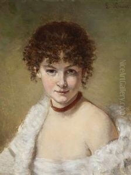 Bildnis Eines Jungen
 Madchens. Oil Painting by Ludwig Knaus