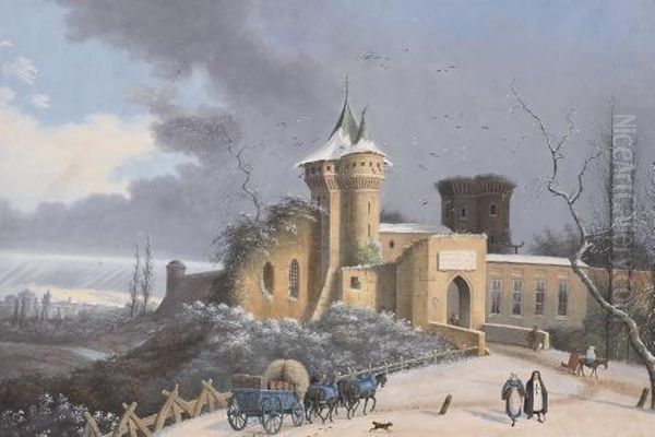 A View Of The City Gate Of Boles Near Florence Oil Painting by Henri Knip