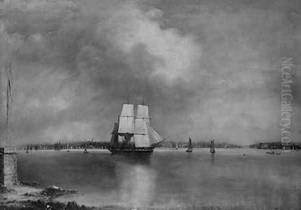 Bay and Harbor of New York from Bedlow's Island I Oil Painting by Edmund C. Coates