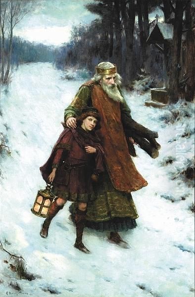 Page And Monarch Forth They 
Went, Forth They Went Together,through The Rude Wind's Wild Lament, And 
The Bitter Weather Oil Painting by Georges Sheridan Knowles