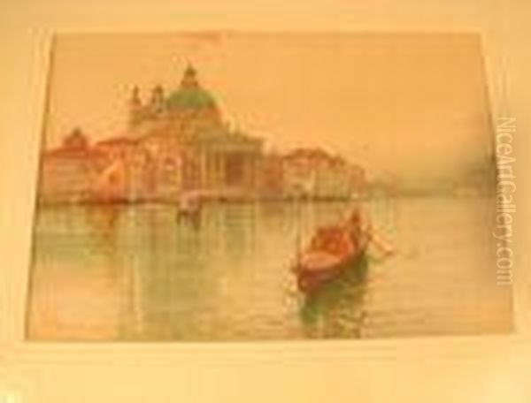 Grand Canal Venice,with Foreground Gondolas Oil Painting by William Knox