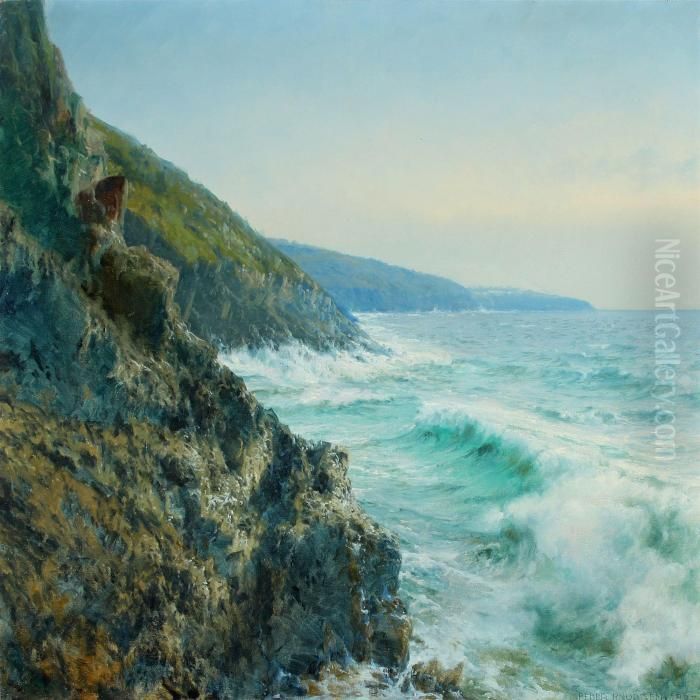 Rocky Coast, 
Bornholm Oil Painting by Peder Knudsen