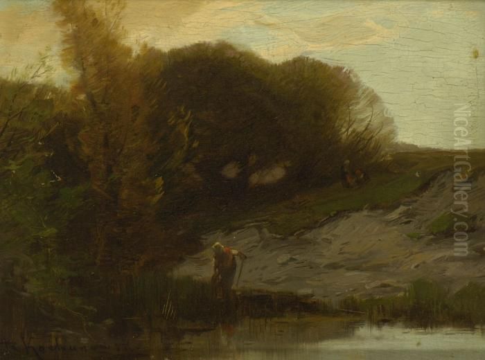 Bauerin Am Wasser. Oil Painting by Roman Kochanowski