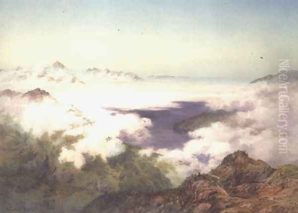 Early Morning from the Schynegge Platte, Switzerland Oil Painting by Arthur Croft