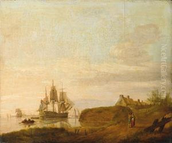 Kustenlandschaft Mitsegelschiffen Oil Painting by Johannes Hermanus Koekkoek Snr