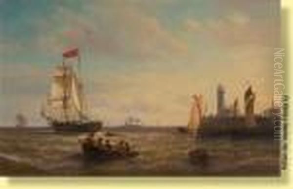 L'arrivee Du Cargo Mixte Oil Painting by Johannes Hermanus Koekkoek Snr