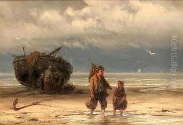 The Start Of The Day; The End Of The Day Oil Painting by Johannes Hermanus Koekkoek Snr