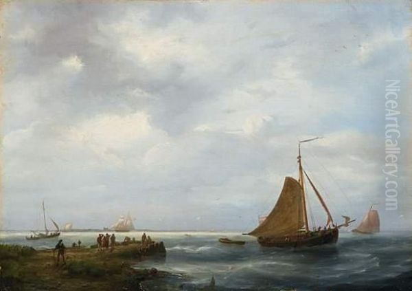 Amsterdam By The Coast Oil Painting by Johannes Hermanus Koekkoek Snr