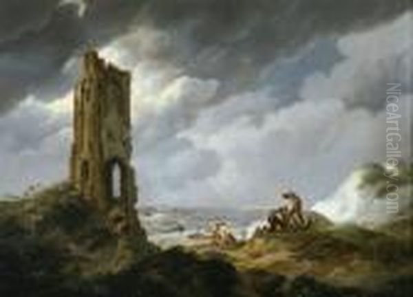 Shipwreck Near Thecoast Of Zeeland Oil Painting by Johannes Hermanus Koekkoek Snr