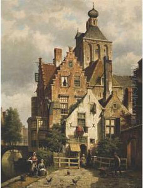House By A Canal Oil Painting by Willem Koekkoek