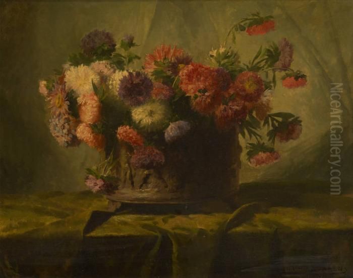 Jardiniere Fleurie Oil Painting by Henri Kokken