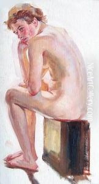 Sitzender Madchenakt Oil Painting by Alois Kolb