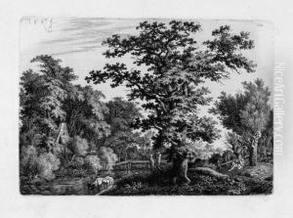 Landschaft Mit Eiche Im Wasser Oil Painting by Carl Wilhelm Kolbe