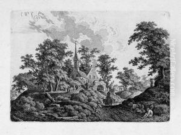 Landschaft Mit Einer Kapelle Auf Einem Hugel Oil Painting by Carl Wilhelm Kolbe