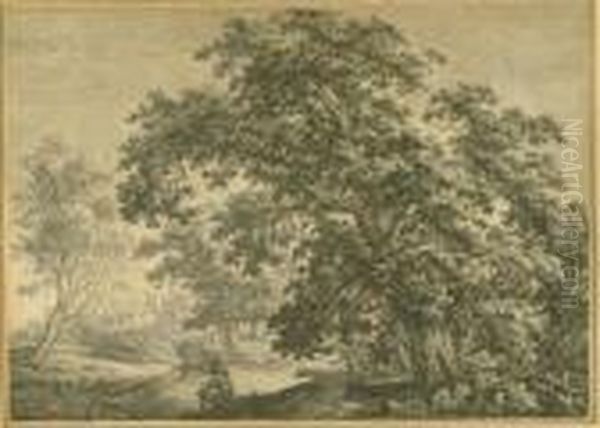 Der Angler Unter Der Grossen Eiche Oil Painting by Carl Wilhelm Kolbe