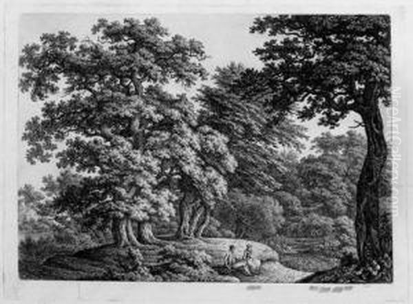 Eichenwald Mit Rastendem Paar Oil Painting by Carl Wilhelm Kolbe