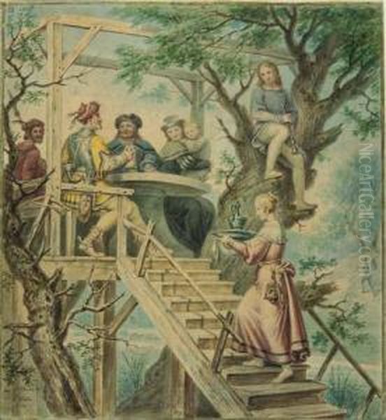 Das Festmahl. 1834 Oil Painting by Carl Wilhelm Kolbe