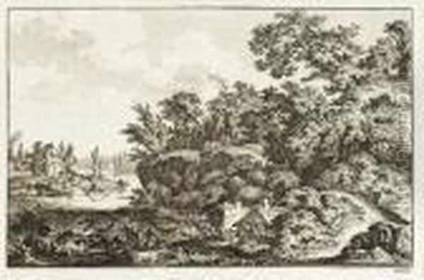 Arcadian Riverside Oil Painting by Carl Wilhelm Kolbe