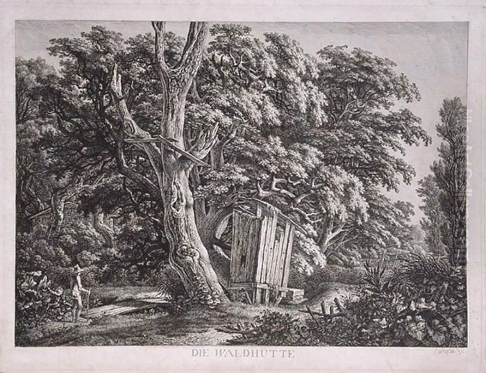 Die Waldhutte Oil Painting by Carl Wilhelm Kolbe