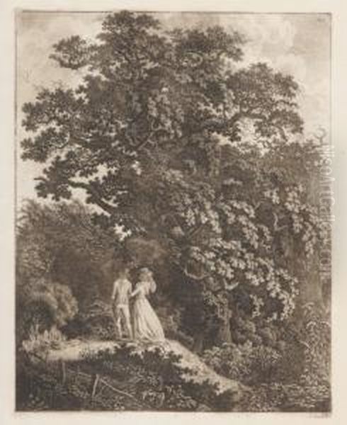 Modisch Gekleidetes Paar Unter Einer Eiche Oil Painting by Carl Wilhelm Kolbe