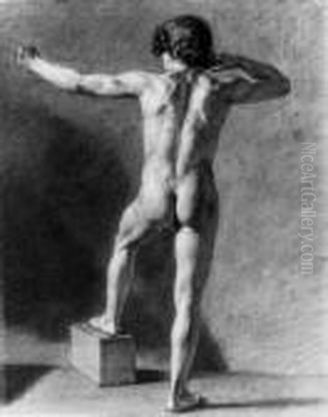 Stehender Mannlicher Ruckenakt. Oil Painting by Carl Wilhelm Kolbe