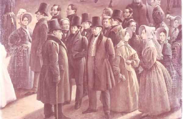 Parade on the Field of Mars (detail of the crowd) 1832 Oil Painting by Grigori Grigorevich Chernetsov