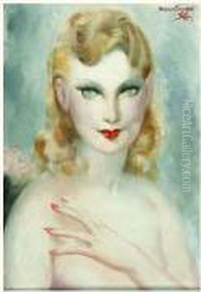 Jeune Femme En Buste Oil Painting by Micao Kono