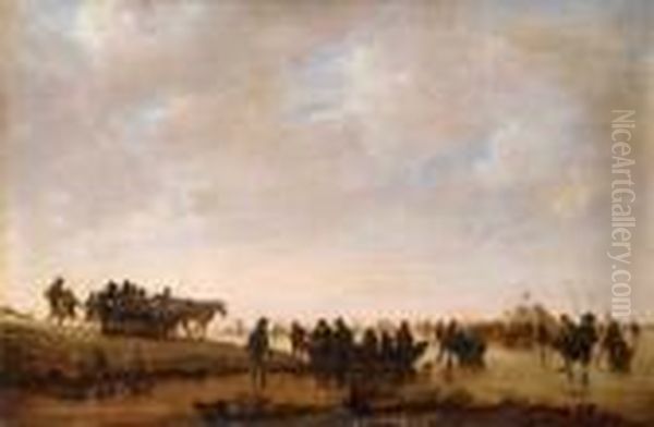 Winterlandschaft Mit
 Eislaufern.

 Ol Auf Holz (parkettiert). H 38; B 57 Cm.

 
Provenienz
: Oil Painting by Willem Gillisz. Kool