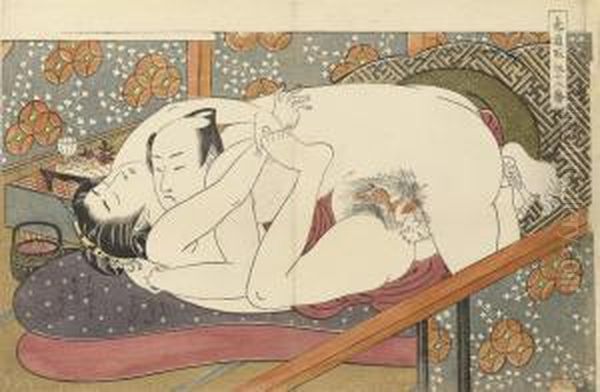 From The Series 
Shikido Torikumi Juniban Oil Painting by Isoda Koryusai
