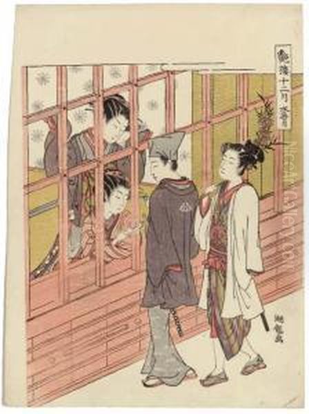 Minazuki (the Sixth Month), From
 The Series Enro Junigatsu(brothels In The Twelve Months) Oil Painting by Isoda Koryusai