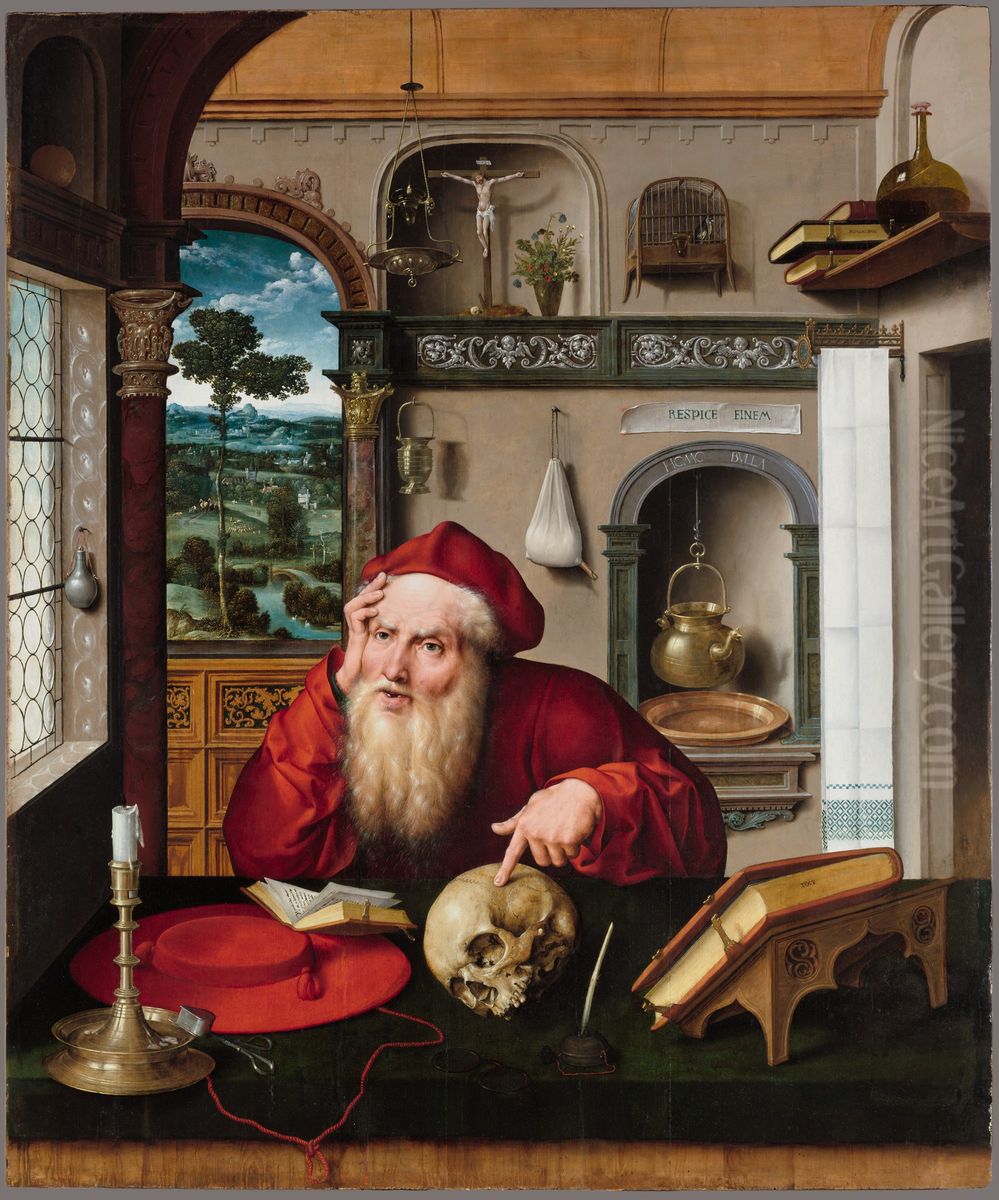 Saint Jerome in his study Oil Painting by Joos Van Cleve