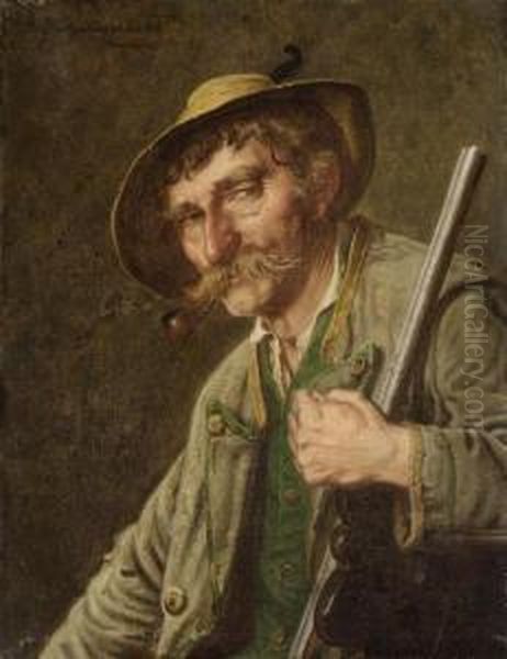 Old Hunter Oil Painting by G.Hugo Kotschenreiter