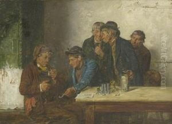 Bauerlicher Disput. Oil Painting by G.Hugo Kotschenreiter