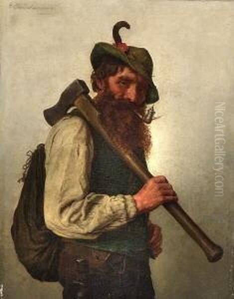 Holzfaller Oil Painting by G.Hugo Kotschenreiter