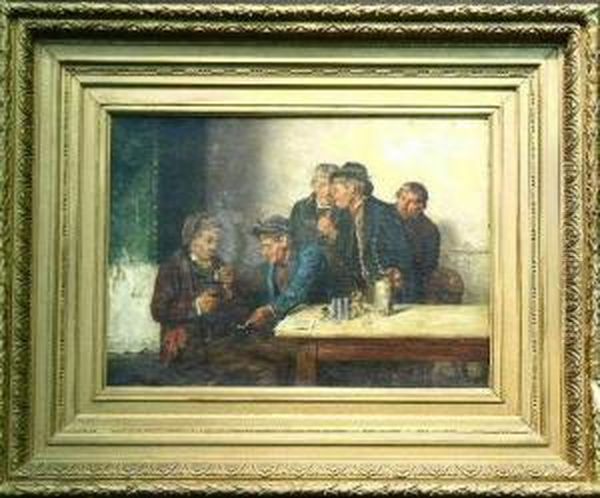 Men In A Tavern Oil Painting by G.Hugo Kotschenreiter