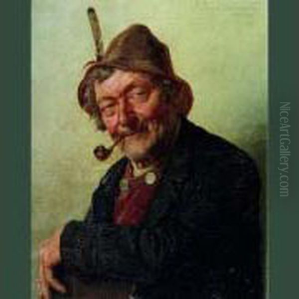 Homme A La Pipe 1902 Oil Painting by G.Hugo Kotschenreiter