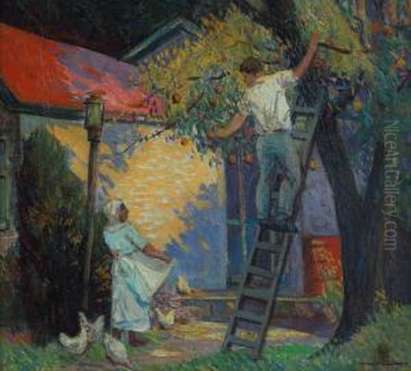 Cottage Door Oil Painting by Carl Rudolph Krafft