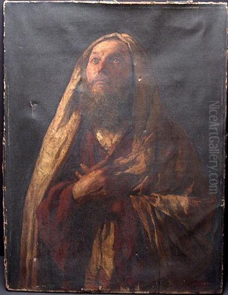 Portrait Of A Man Gazing Upward Oil Painting by Johann Viktor Kramer