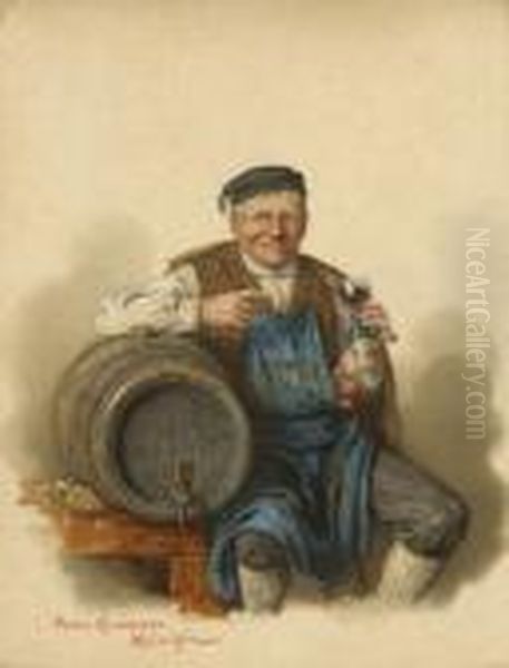 Ein Guter Tropfen -
 Weinprobe. Oil Painting by Peter I Kramer