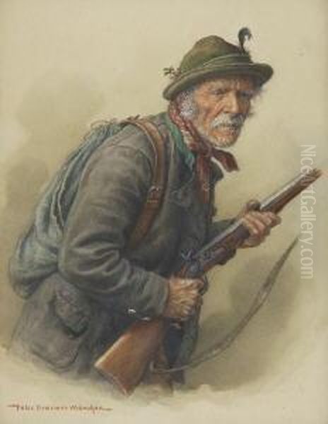 Bauer Mit Pfeife - Bauer Mit
 Gewehr. Oil Painting by Peter I Kramer