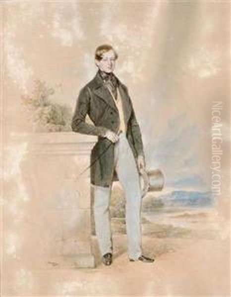 A Portrait Ofcount Paul Palffy Oil Painting by Josef Nikolaus Kriehuber