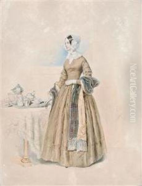 A Portrait Ofduchess Leopoldine Karoline Palffy Oil Painting by Josef Nikolaus Kriehuber