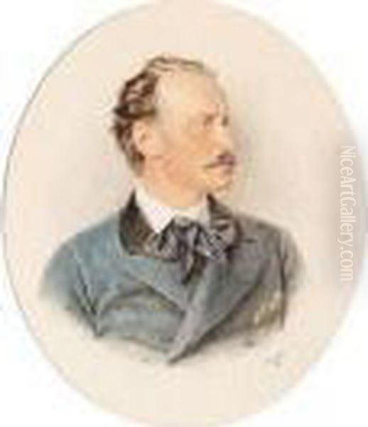 Bildnis Eines Blonden Herrnmit Schnurrbart Oil Painting by Josef Nikolaus Kriehuber