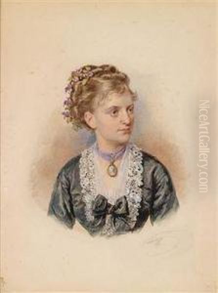 Bildnis Einer Jungen Frau Mitveilchen Im Haar Oil Painting by Josef Nikolaus Kriehuber