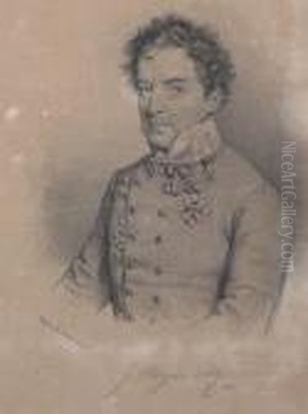 Portrat Eines Herren In Uniform Oil Painting by Josef Nikolaus Kriehuber
