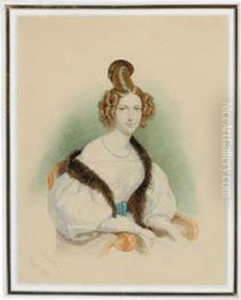 Bildnis Einer In Einem Lehnsessel Sitzenden Jungen Dame Oil Painting by Josef Nikolaus Kriehuber