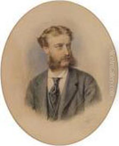 Bildnis Eines Jungen Herrn Mit Backenbart Oil Painting by Josef Nikolaus Kriehuber