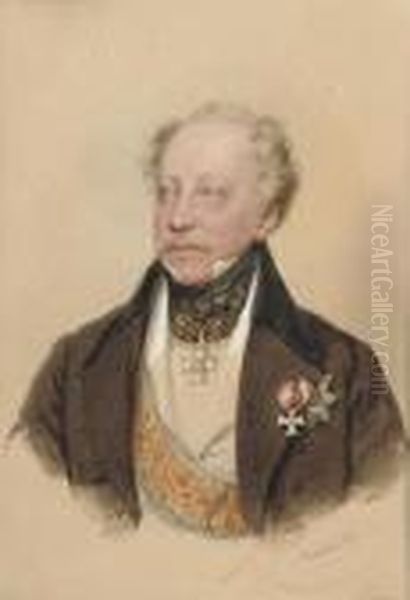 Portrait Of Baron Von Tettenborn Oil Painting by Josef Nikolaus Kriehuber