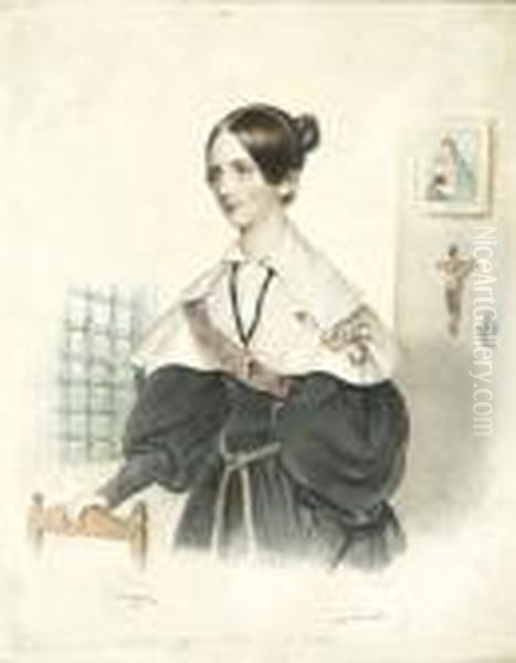 Szechenyi Zsofia Grofne Portreja Oil Painting by Josef Nikolaus Kriehuber